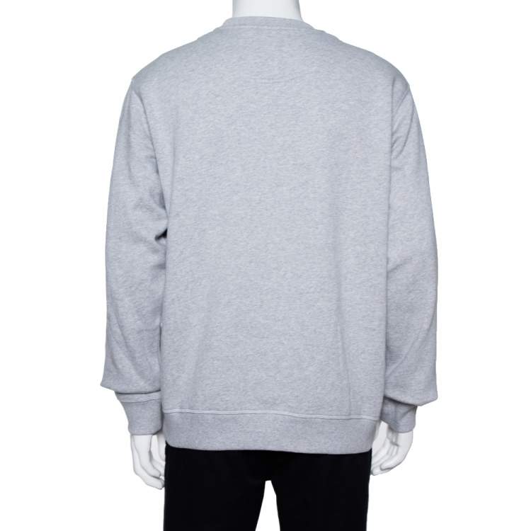 Pre Owned Kenzo Grey Cotton Letter Crewneck Sweatshirt XL