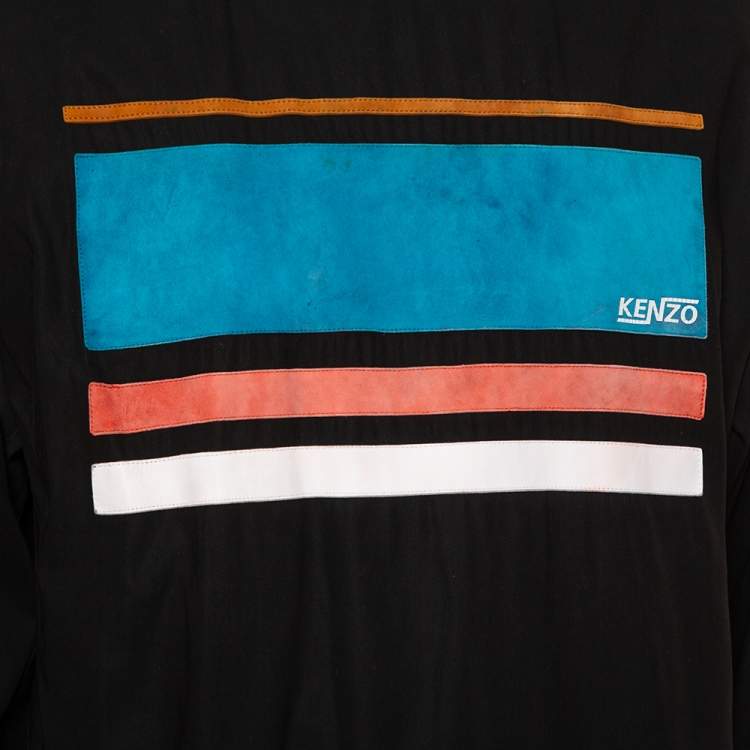 Pre Owned Kenzo Black Cotton Logo Patch Detail Crewneck Sweatshirt L 