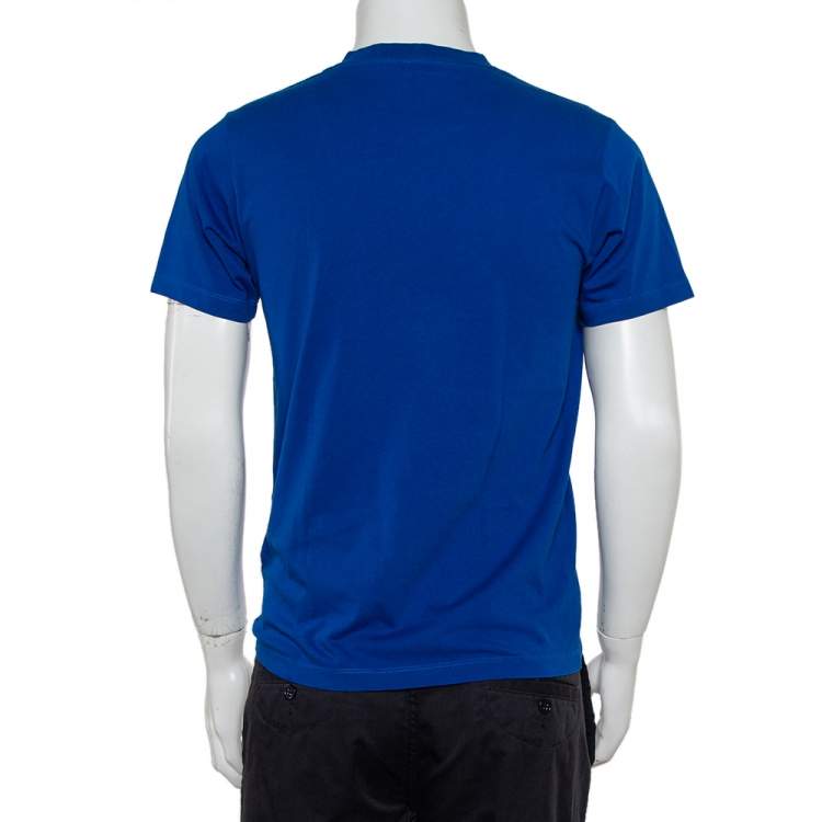Pre Owned Kenzo Royal Blue Tiger Print Cotton Crew Neck T-Shirt M