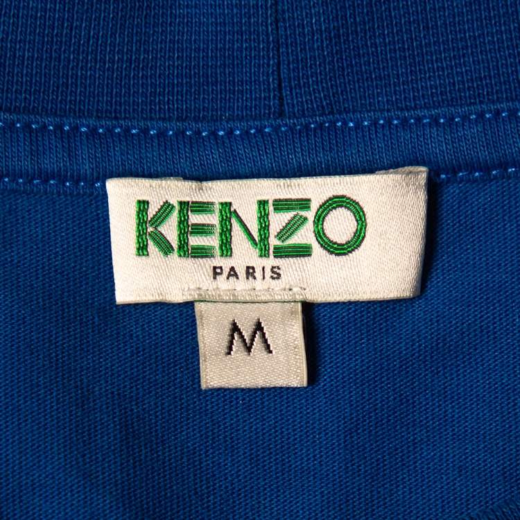 Pre Owned Kenzo Royal Blue Tiger Print Cotton Crew Neck T-Shirt M