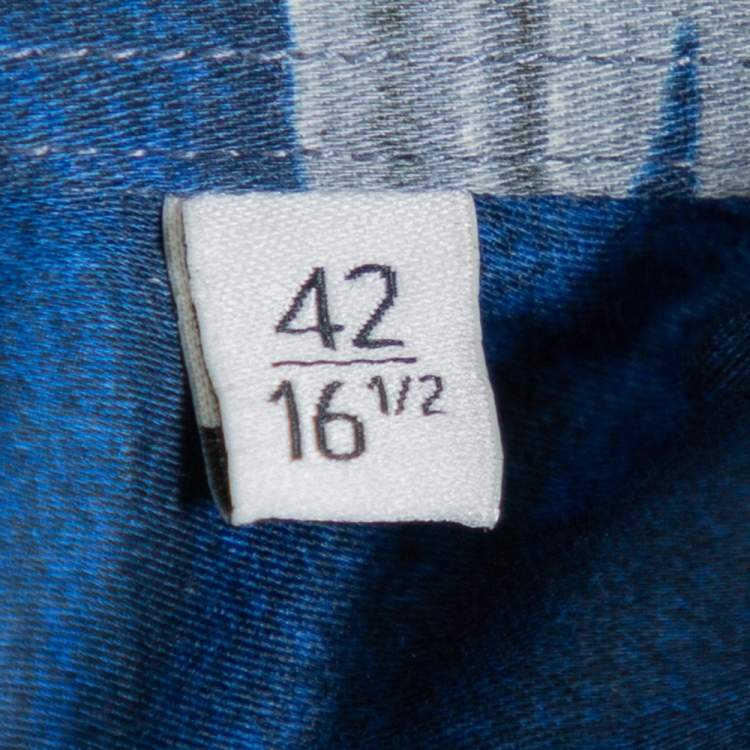 Pre Owned Kenzo Blue Night Cloud Print Cotton Long Sleeve Slim Fit Shirt XL