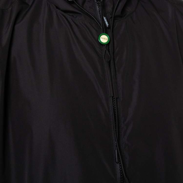 Pre Owned Kenzo Black Printed Synthetic Reversible Hooded Jacket L