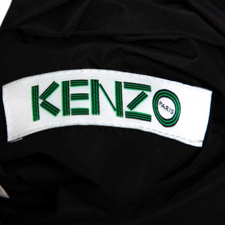 Pre Owned Kenzo Black Printed Synthetic Reversible Hooded Jacket L