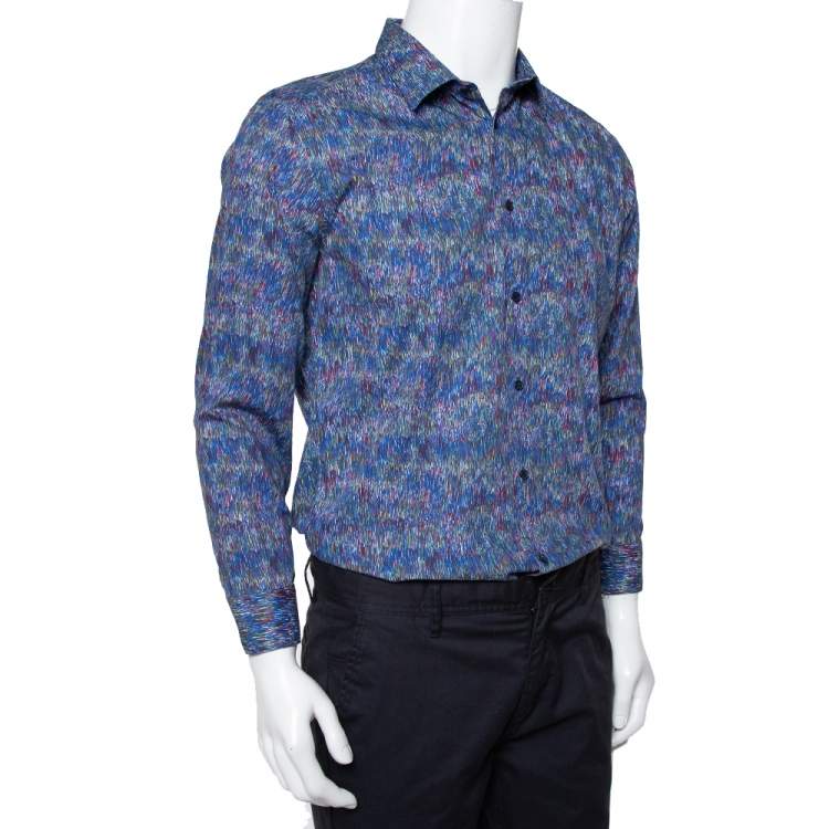 Pre Owned Kenzo Multicolor Printed Cotton Long Sleeve Shirt XL