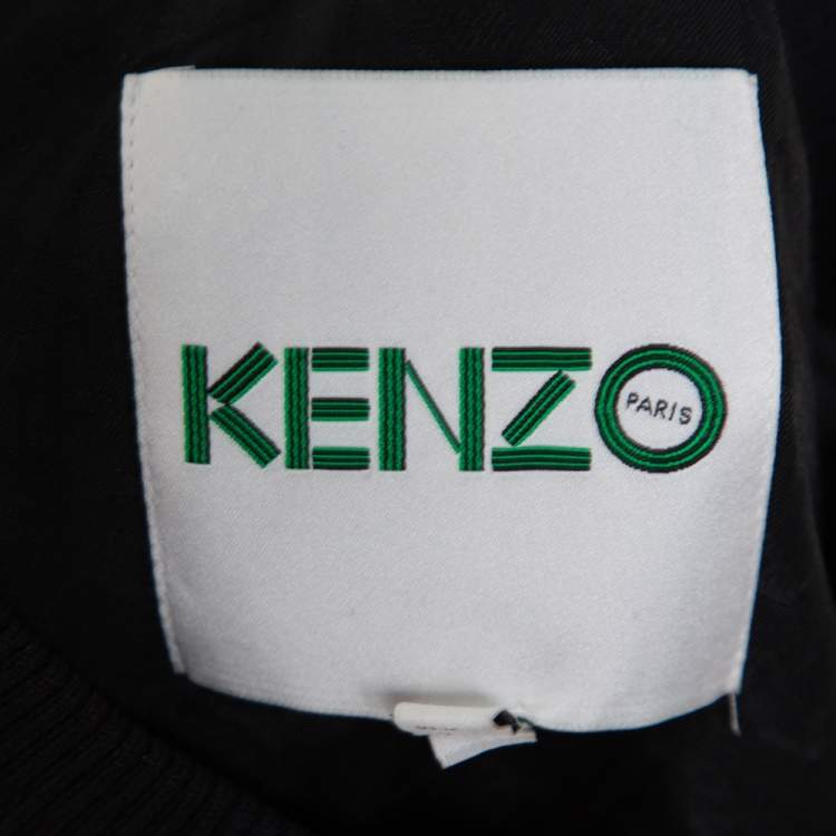 Pre Owned Kenzo Black Eye Embroidered Knit Oversized Sweatshirt M