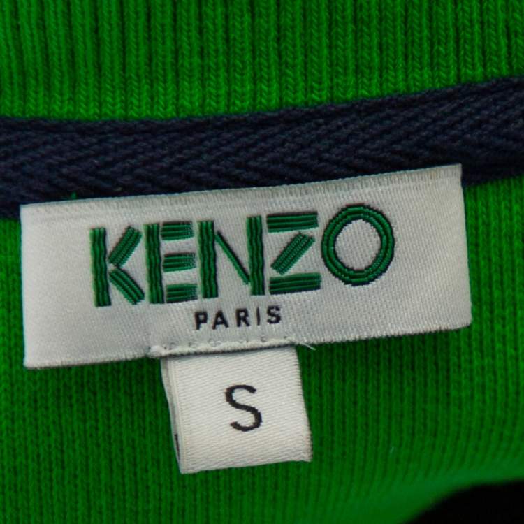 Pre Owned Kenzo Green Tiger Embroidered Cotton Crewneck Sweatshirt S
