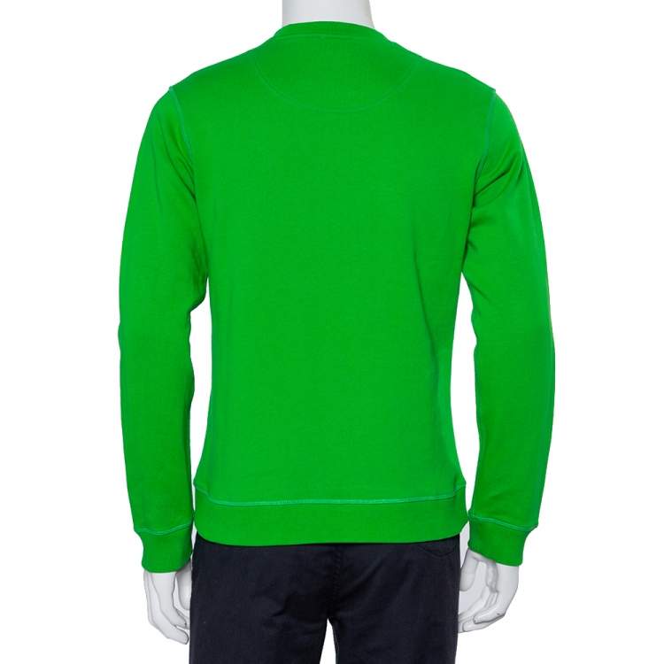 Pre Owned Kenzo Green Tiger Embroidered Cotton Crewneck Sweatshirt S