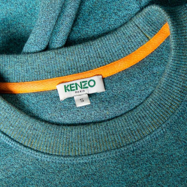 Pre Owned Kenzo Green Cotton Logo Embroidered Crewneck Sweatshirt S