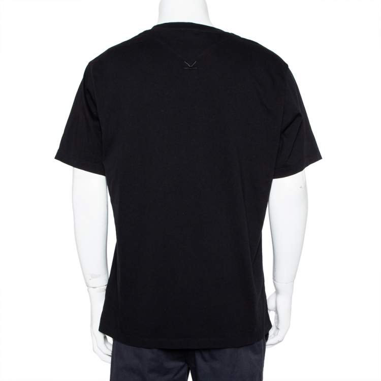 Pre Owned Kenzo Black Logo Printed Cotton Crewneck T-Shirt XL