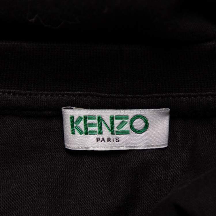 Pre Owned Kenzo Black Cotton Tiger Logo printed Crewneck T-Shirt XXL