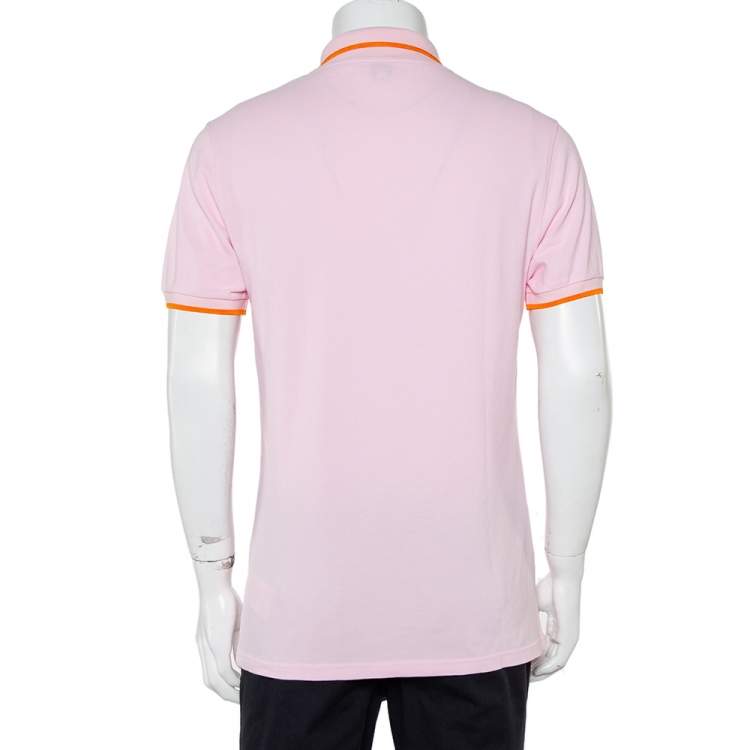Pre Owned Kenzo Pink Cotton Pique Tiger Patch Detail Polo T-Shirt M