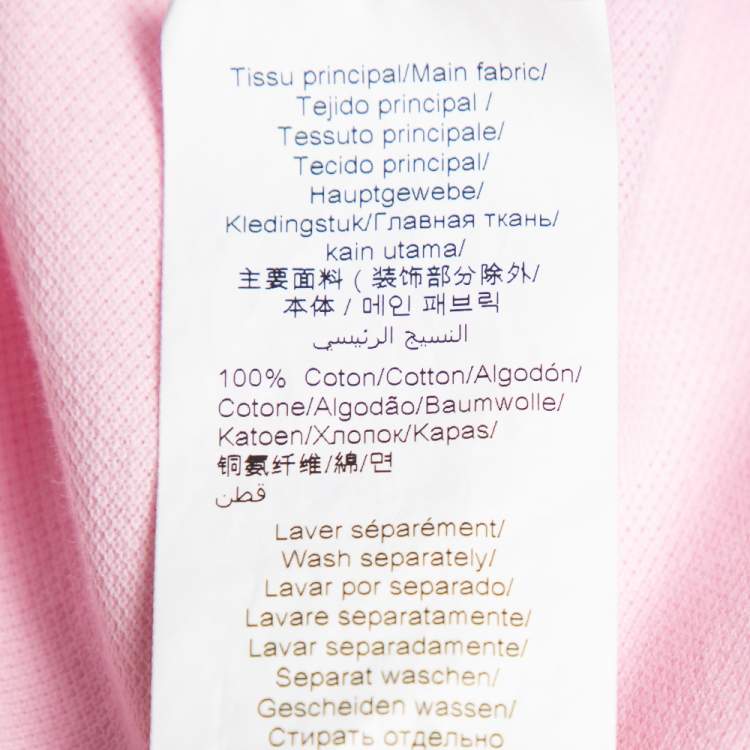 Pre Owned Kenzo Pink Cotton Pique Tiger Patch Detail Polo T-Shirt M
