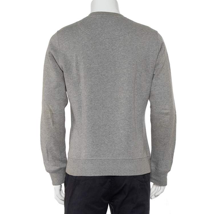 Pre Owned Kenzo Grey Cotton Tiger Embroidered Crewneck Sweatshirt L