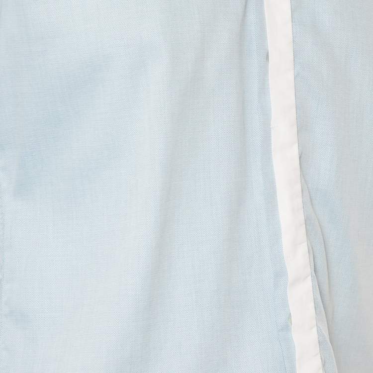 Pre Owned Kenzo Blue Cotton Contrast Trim Button Front Slim Fit Shirt M
