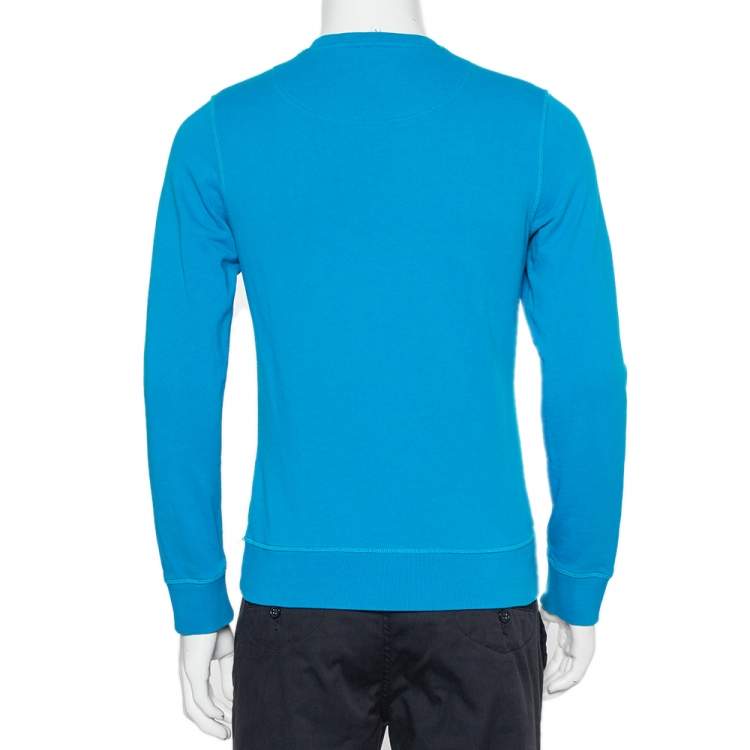 Pre Owned Kenzo Blue Tiger Embroidered Cotton Crewneck Sweatshirt S