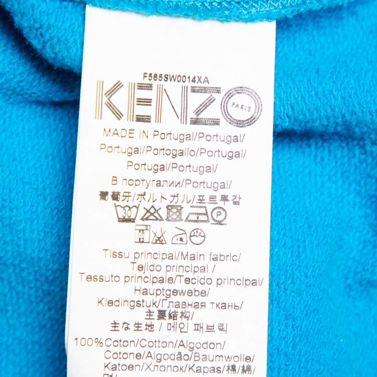 Pre Owned Kenzo Blue Tiger Embroidered Cotton Crewneck Sweatshirt S