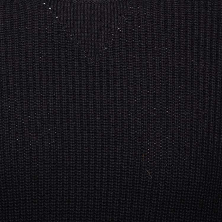 Pre Owned Kenzo Black Knit Logo Cuff Rib Sweater M