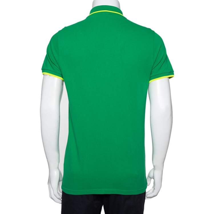 Pre Owned Kenzo Green Cotton Mini Tiger Patch Polo T-Shirt M