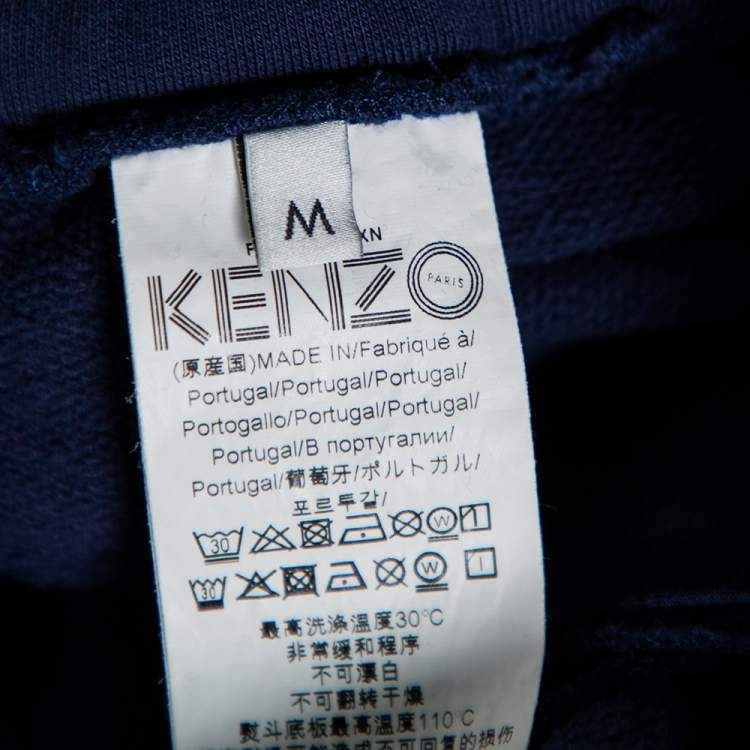 Pre Owned Kenzo Navy Blue Cotton Logo Printed Shorts M