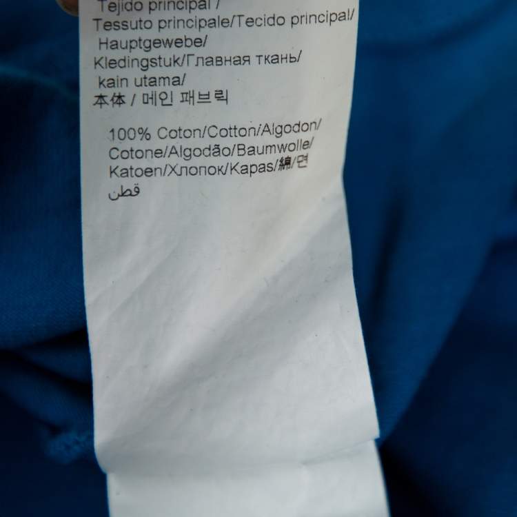 Pre Owned Kenzo Blue Cotton Logo Print Detail Crewneck T-Shirts L