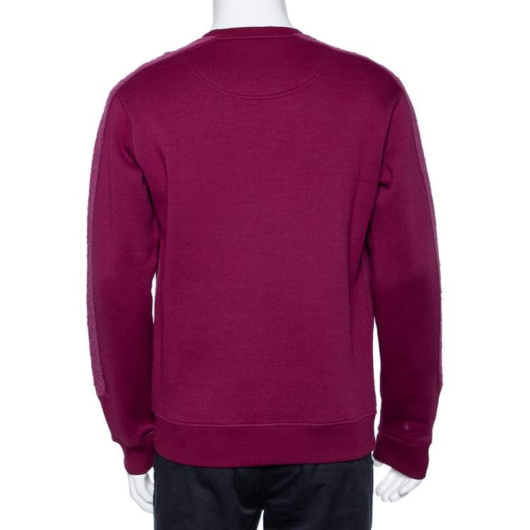 Pre Owned Kenzo Magenta Cotton Logo Embroidered Inside Out Detail Crewneck Sweatshirt L