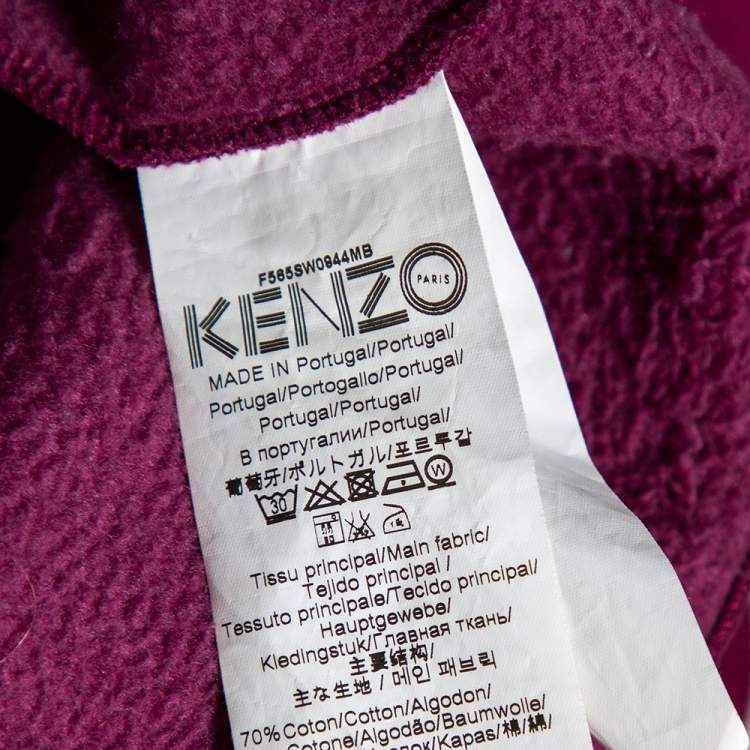 Pre Owned Kenzo Magenta Cotton Logo Embroidered Inside Out Detail Crewneck Sweatshirt L
