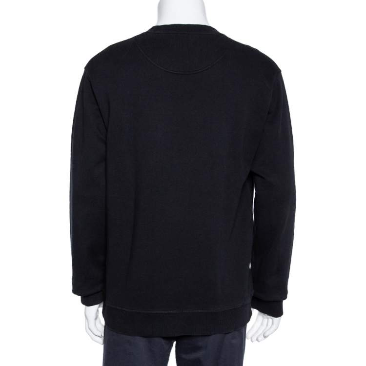 Pre Owned Kenzo Black Eye Embroidered Cotton Crewneck Sweatshirt XL 