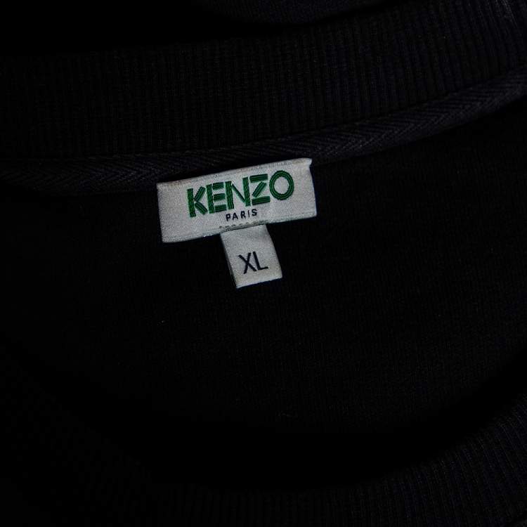 Pre Owned Kenzo Black Eye Embroidered Cotton Crewneck Sweatshirt XL 