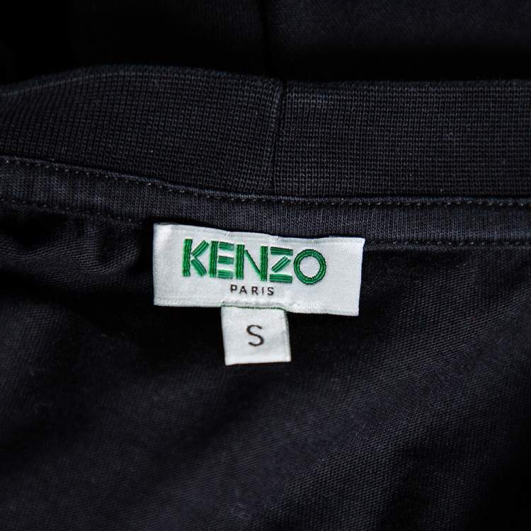 Pre Owned Kenzo Black Tiger Printed Cotton Crewneck T-Shirt S