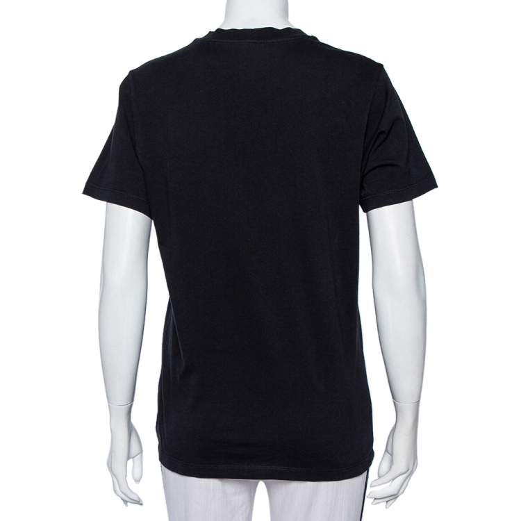 Pre Owned Kenzo Black Tiger Printed Cotton Crewneck T-Shirt S