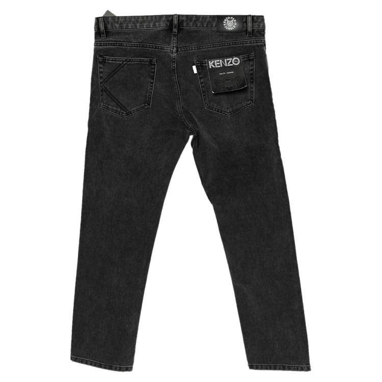Pre Owned Kenzo Charcoal Grey Denim Cropped Slim Fit Jeans M