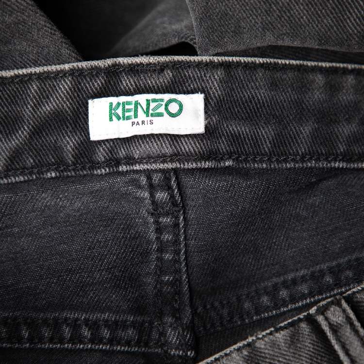 Pre Owned Kenzo Charcoal Grey Denim Cropped Slim Fit Jeans M