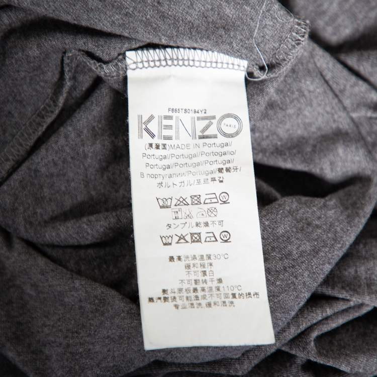 Pre Owned Kenzo Grey Mélange Printed Cotton Jersey T-Shirt S