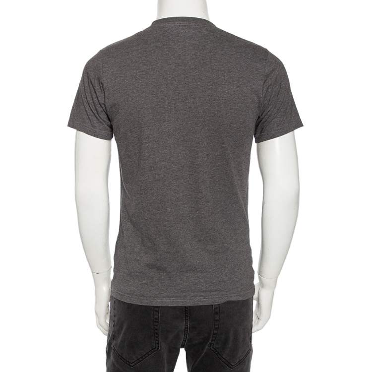 Pre Owned Kenzo Grey Mélange Printed Cotton Jersey T-Shirt S