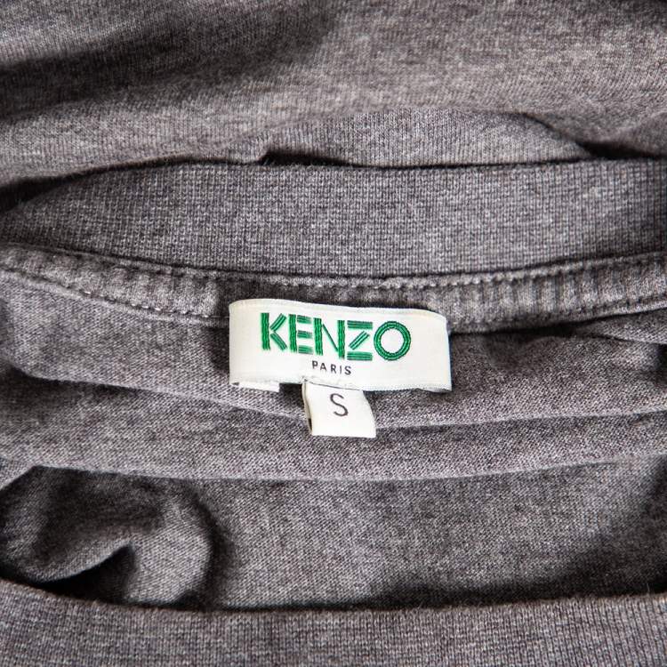 Pre Owned Kenzo Grey Mélange Printed Cotton Jersey T-Shirt S