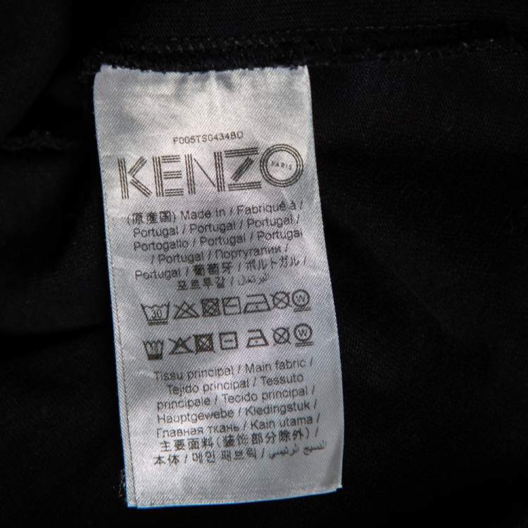 Pre Owned Kenzo Black Cotton Logoed Bands Detailed Crew Neck T-Shirt L
