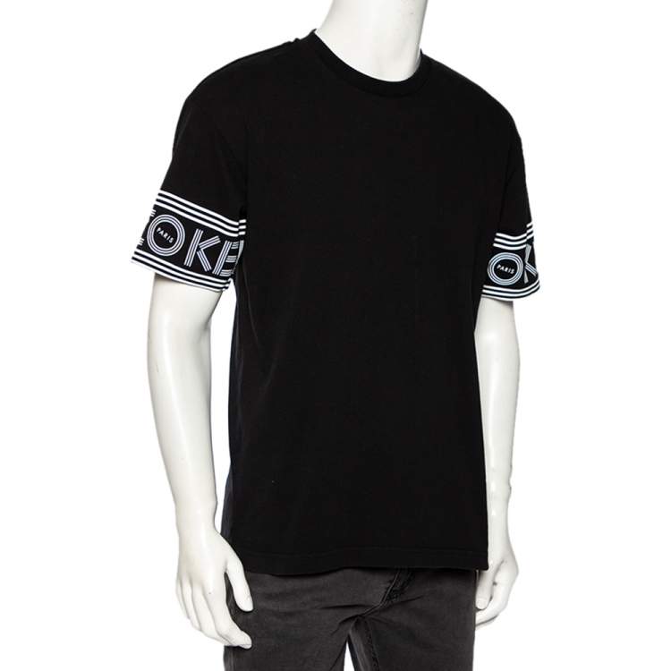 Kenzo Black Cotton Logoed Bands Detailed Crew Neck T-Shirt L Kenzo