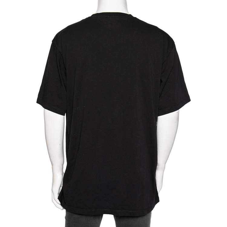 Pre Owned Kenzo Black Cotton Logo Print Detailed Short Sleeve T-Shirt XXXL 