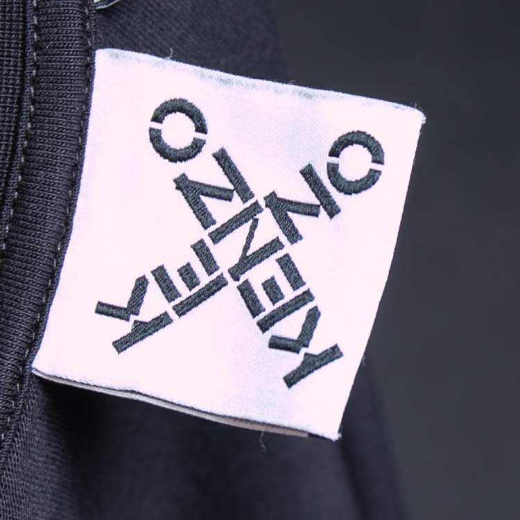 Pre Owned Kenzo Black Cotton Logo Print Detailed Short Sleeve T-Shirt XXXL 