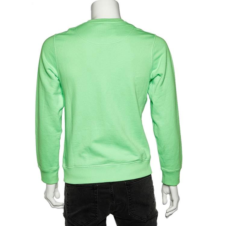 Pre Owned Kenzo Neon Green Tiger Embroidered Cotton Knit Sweatshirt M