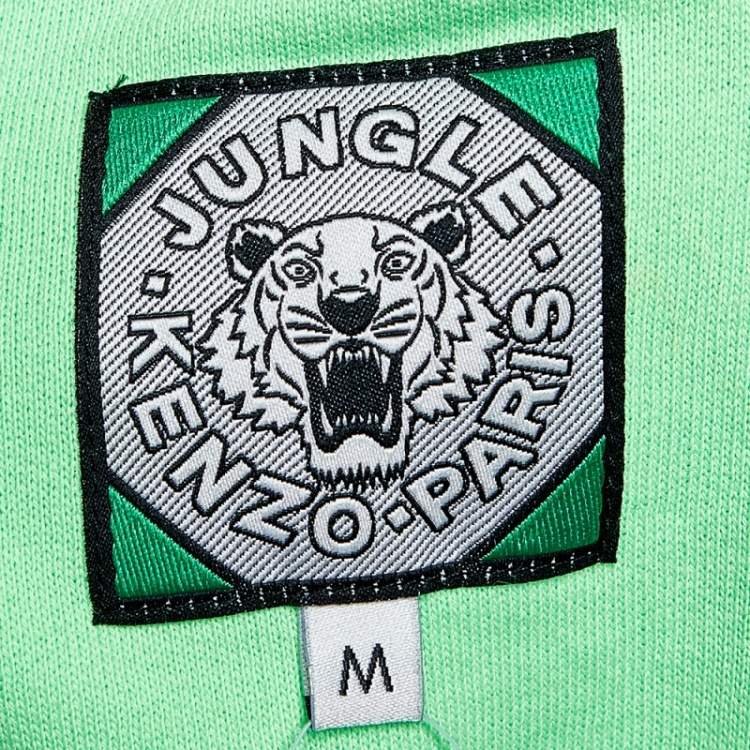 Pre Owned Kenzo Neon Green Tiger Embroidered Cotton Knit Sweatshirt M