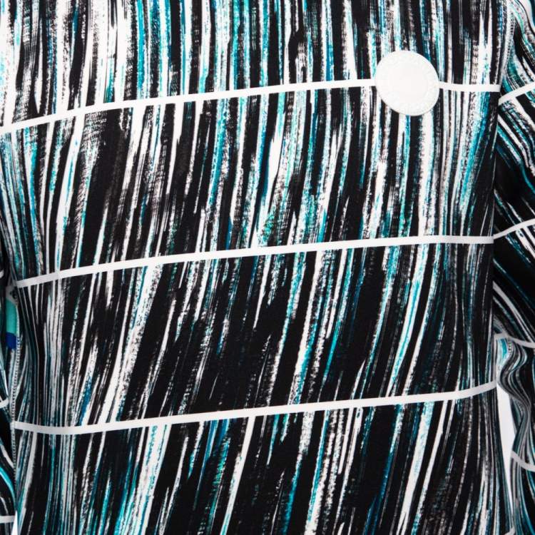 Pre Owned Kenzo Black & Blue Wave Printed Neoprene Long Sleeve Sweatshirt M