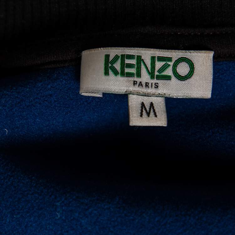 Pre Owned Kenzo Black Velour Number One Fan Embroidered Crewneck Sweatshirt M