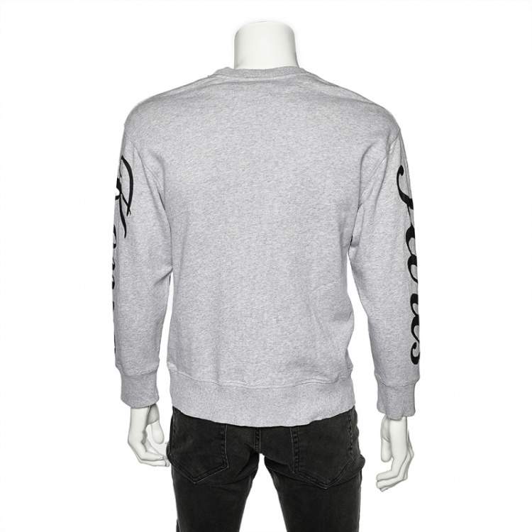 مملوكة مسبقًا Kenzo Grey Knit Flying Tiger Embroidery Detail Sweatshirt S
