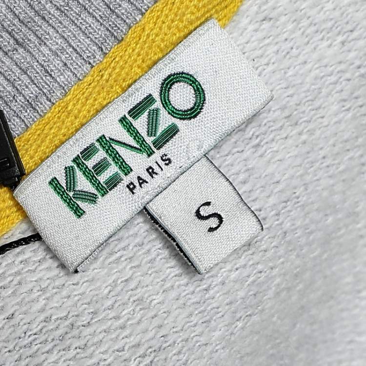 مملوكة مسبقًا Kenzo Grey Knit Flying Tiger Embroidery Detail Sweatshirt S