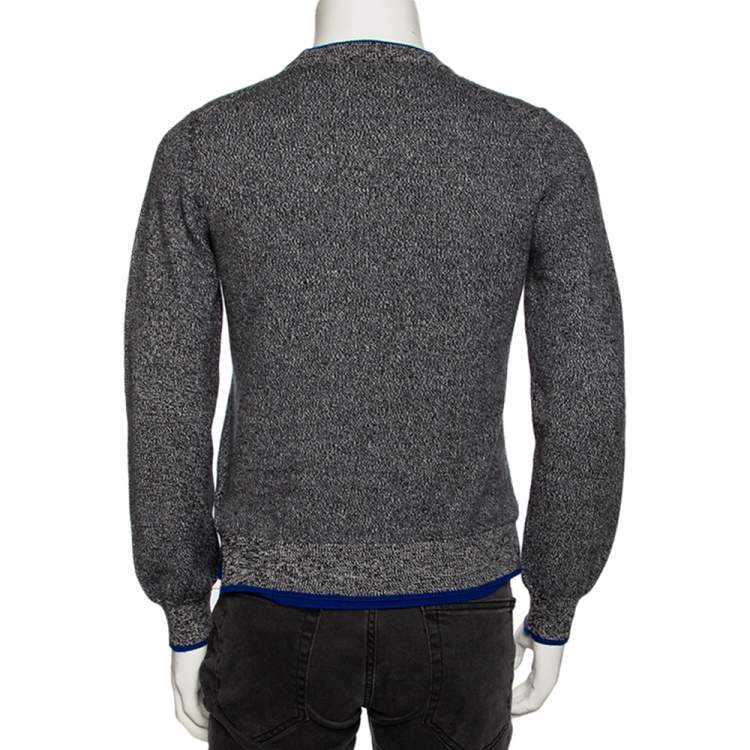 مملوكة مسبقًا Kenzo Grey Wool Contrast Trimmed Long Sleeve Sweater M 