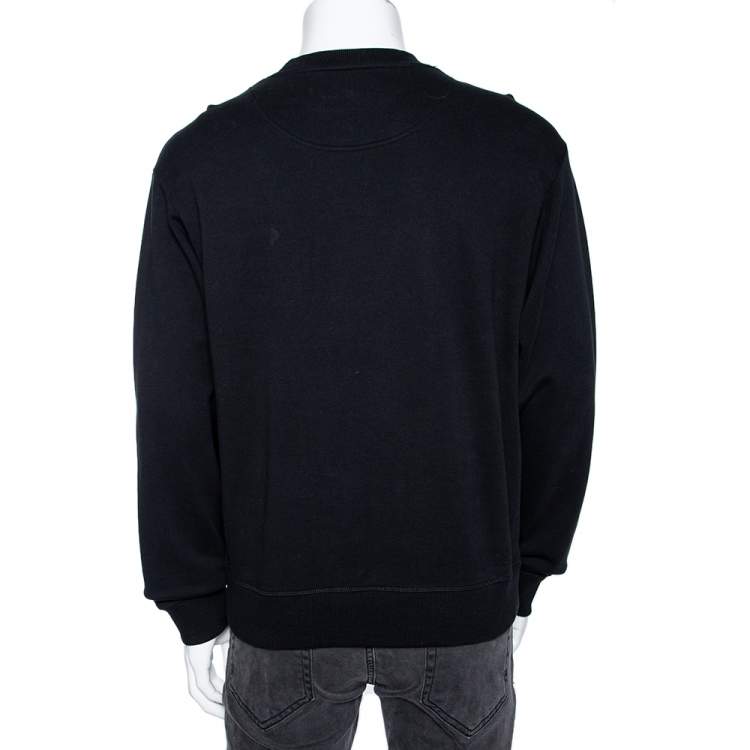 Pre Owned Kenzo Black Cotton Tiger Logo Embroidered Crewneck Sweatshirt L