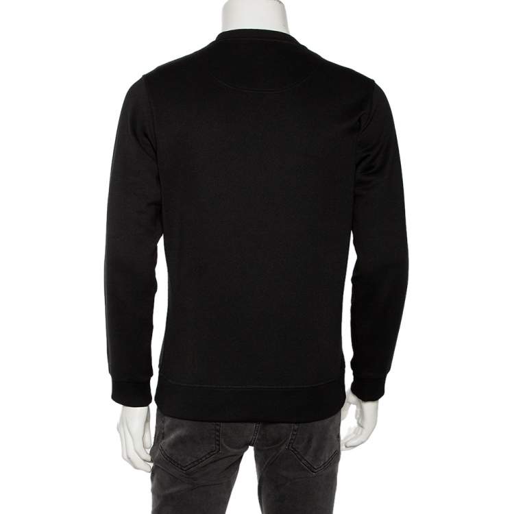 Pre Owned Kenzo Black Logo Embroidered Cotton Crewneck Sweatshirt M