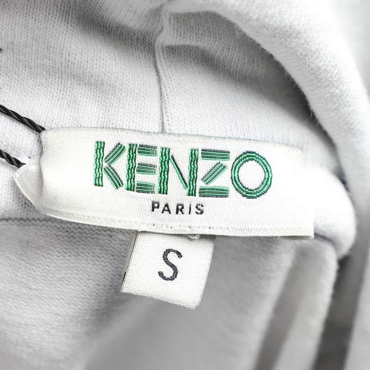 مملوكة مسبقًا Kenzo Monochrome Cotton Knit Logo Printed Sleeve Hooded Oversized Sweatshirt S