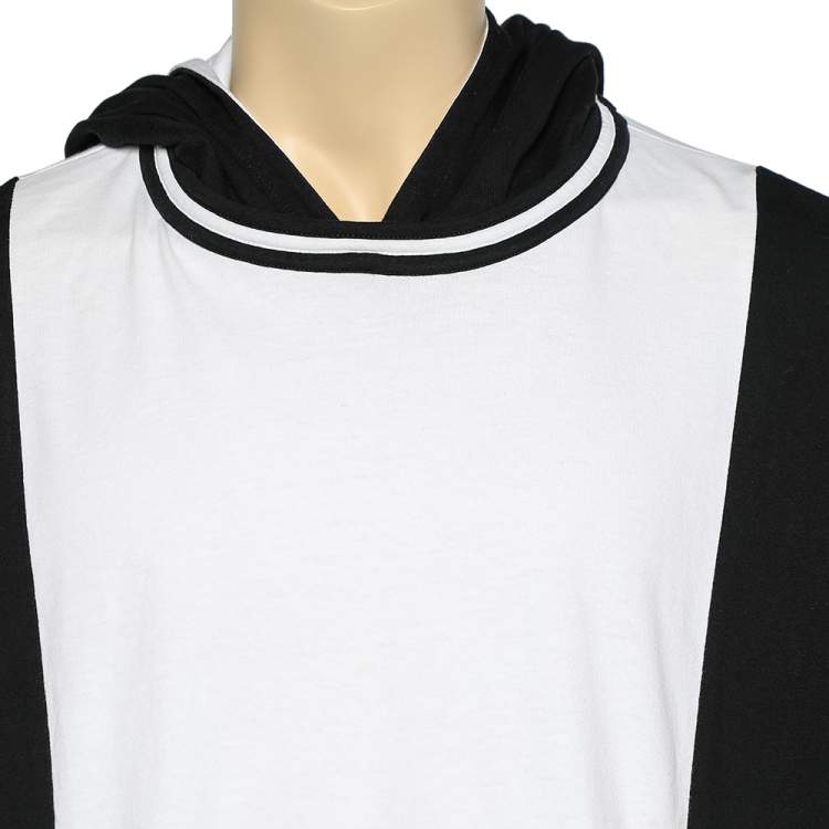 مملوكة مسبقًا Kenzo Monochrome Cotton Knit Logo Printed Sleeve Hooded Oversized Sweatshirt S
